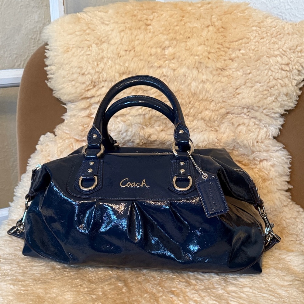 Y2K Coach blue patent leather satchel